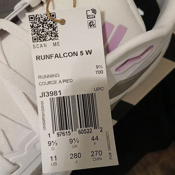 Adidas Women's White and Pink Running Shoes - Picture 5 of 7